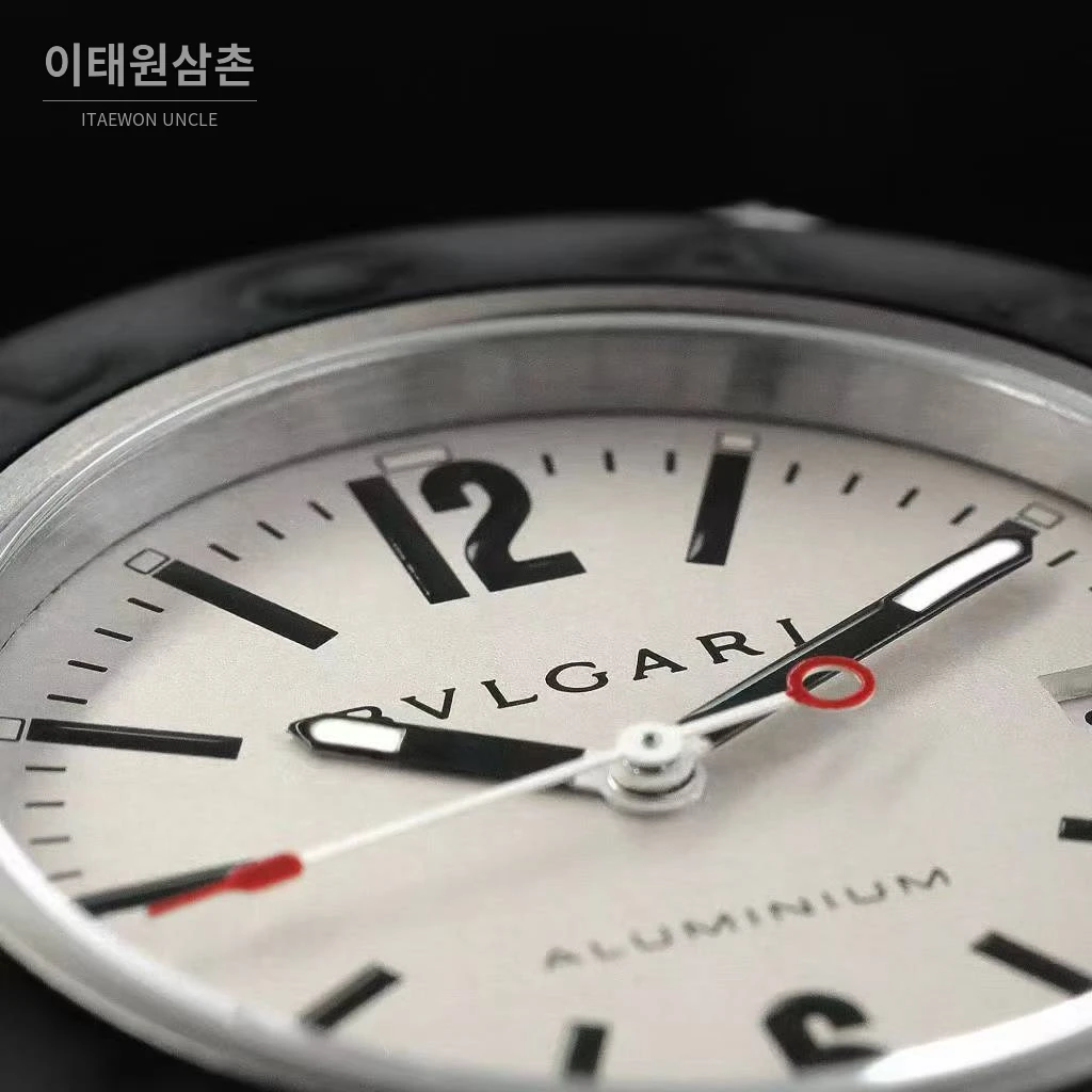 불가리 알루미늄 스틸 러버베젤 데이트 오토매틱 40mm 블랙