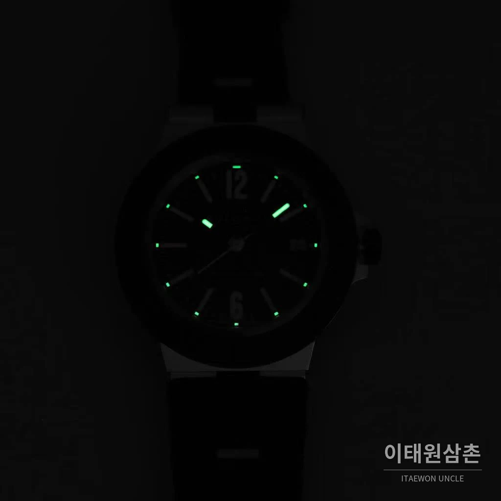 불가리 알루미늄 스틸 러버베젤 데이트 오토매틱 40mm 블랙 (2)