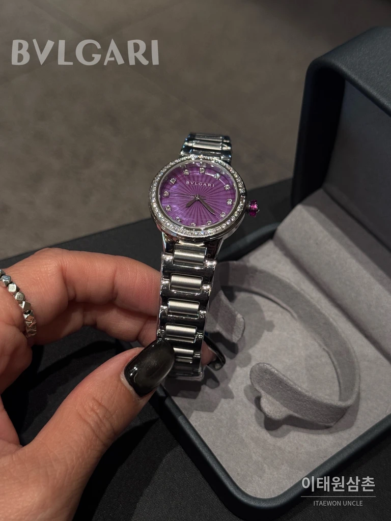 불가리 루체아 마더오브펄 다이아몬드인덱스 스틸브레이슬릿 여성시계 32mm