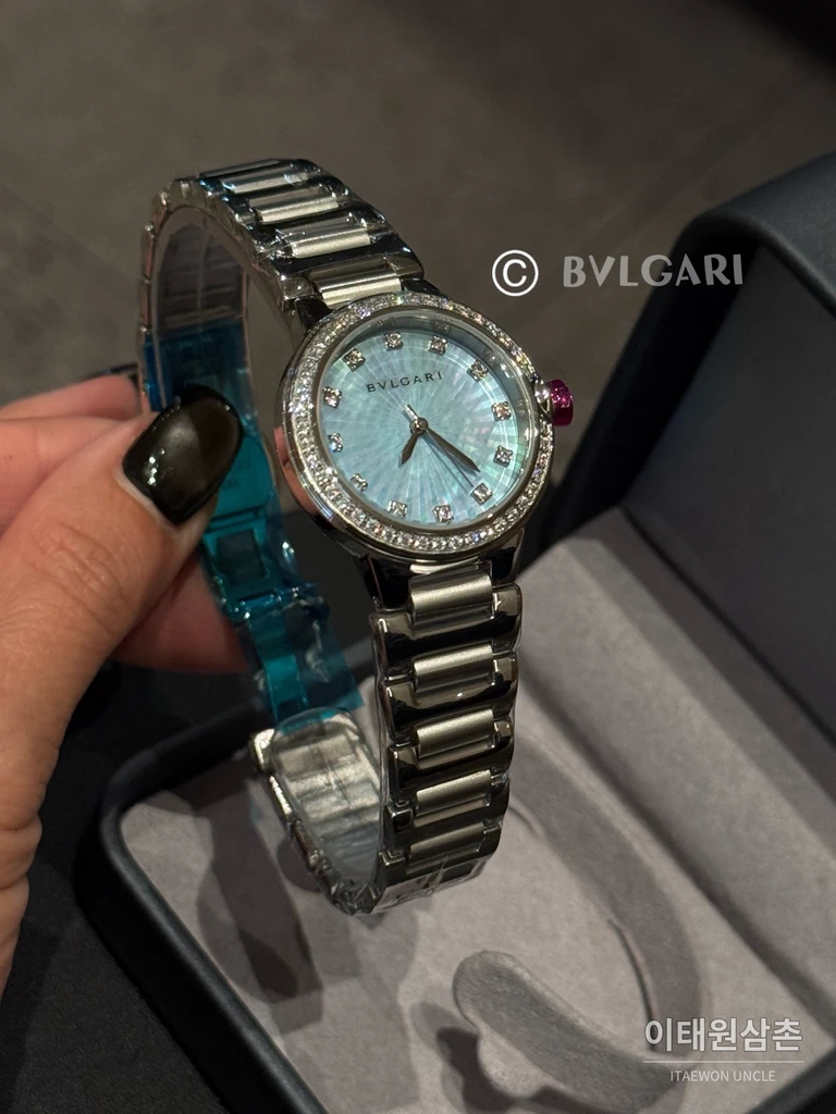불가리 루체아 마더오브펄 다이아몬드인덱스 스틸브레이슬릿 여성시계 32mm