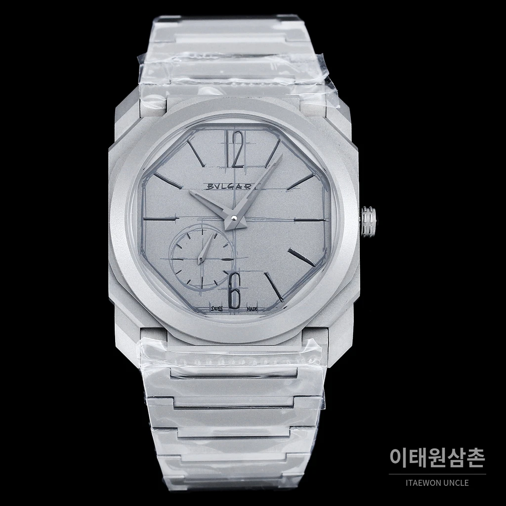불가리 옥토 피니씨모 스테인리스 스틸 울트라씬 스포츠 워치 40mm 실버 스틸 브레이슬릿