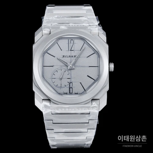 불가리 옥토 피니씨모 스테인리스 스틸 울트라씬 스포츠 워치 40mm 실버 스틸 브레이슬릿