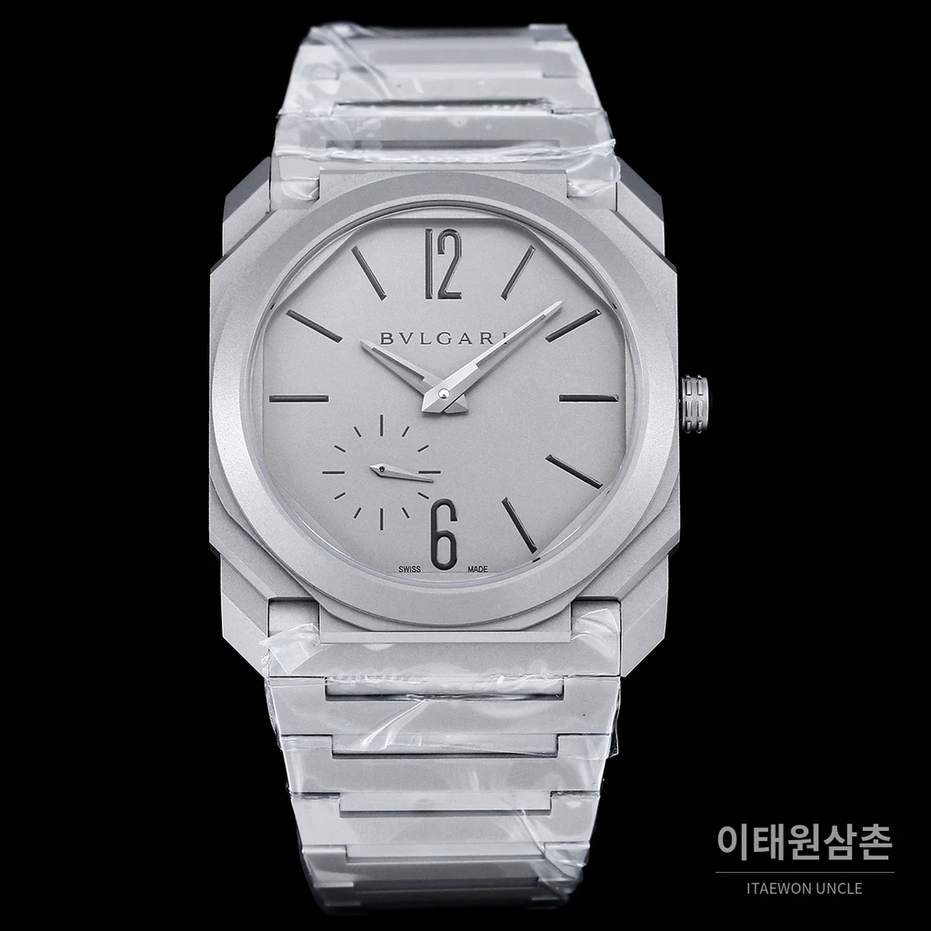 불가리 옥토 피니씨모 스테인리스 스틸 울트라씬 스포츠 워치 40mm 실버 스틸 브레이슬릿