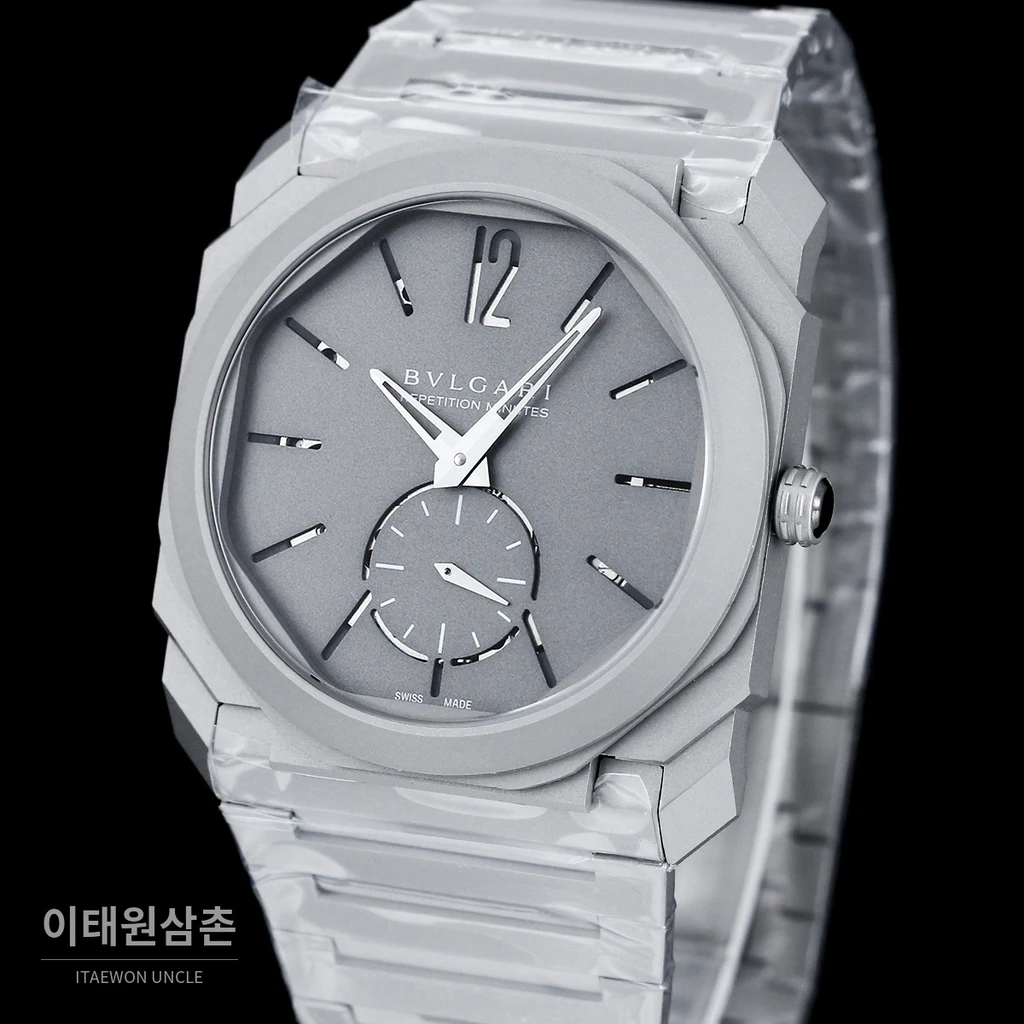 불가리 옥토 피니씨모 스테인리스 스틸 울트라씬 스포츠 워치 40mm 실버 스틸 브레이슬릿