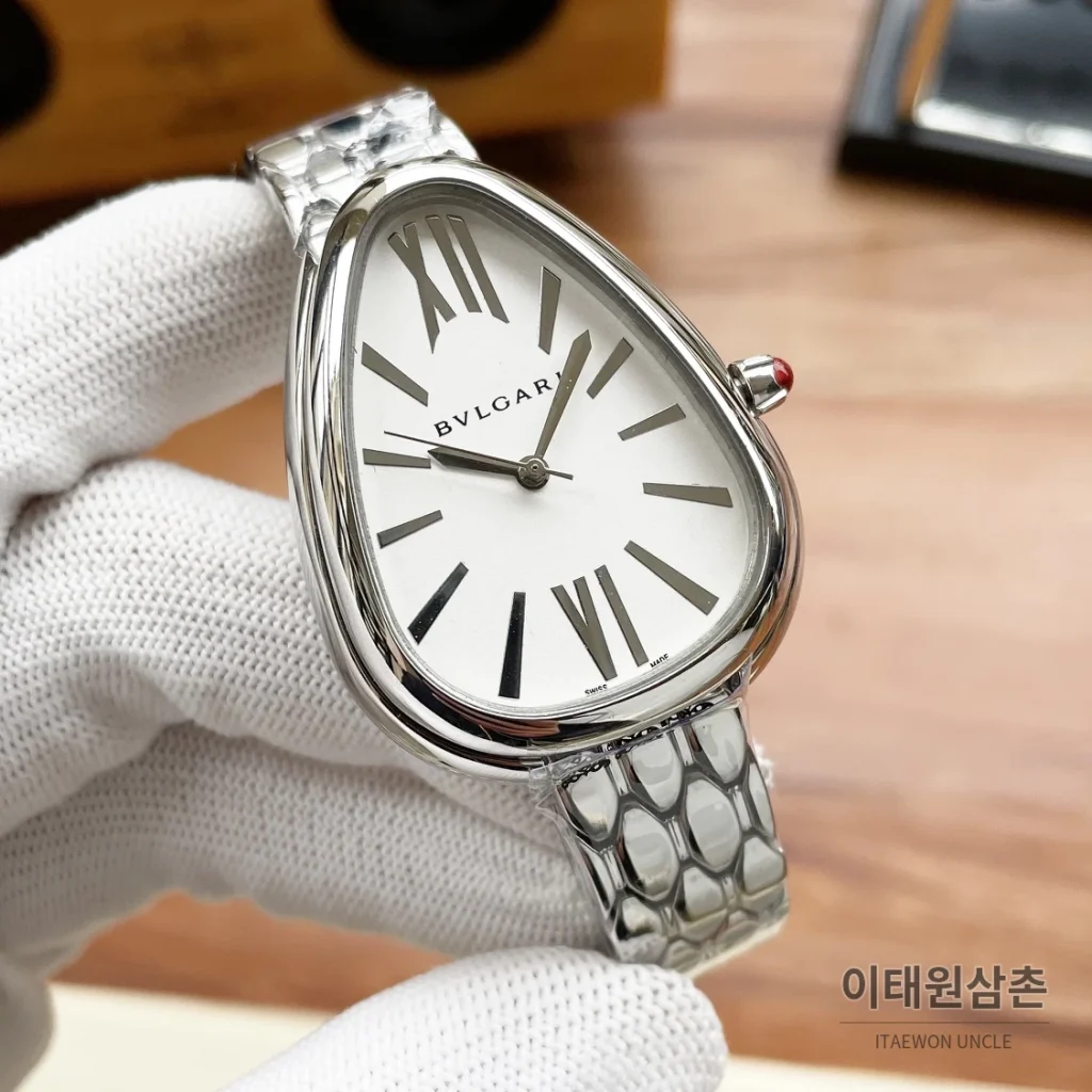 불가리 세르펜티 세두토리 핑크카보숑 오토매틱 35mm 실버