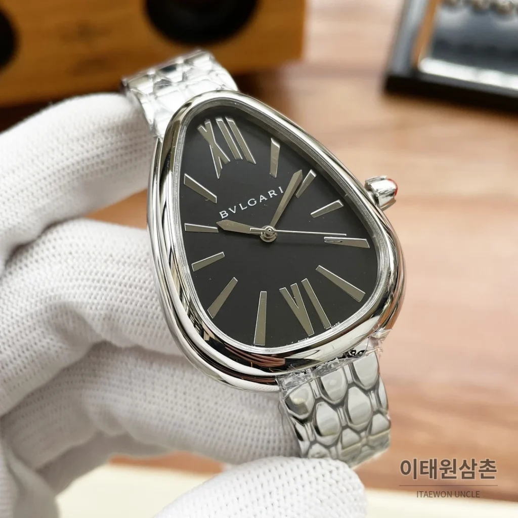 불가리 세르펜티 세두토리 핑크카보숑 오토매틱 35mm 실버