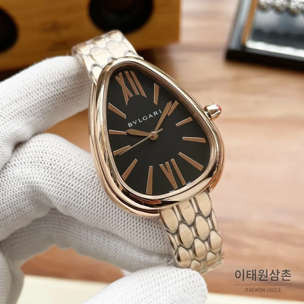 불가리 세르펜티 세두토리 핑크카보숑 오토매틱 35mm 실버