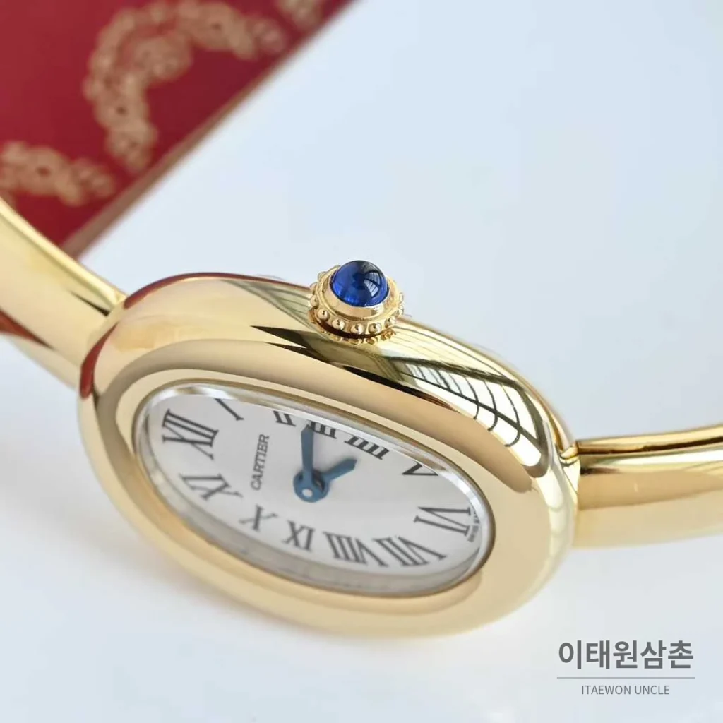 까르띠에 베누아 브레이슬릿 골드 로즈골드 타원형 화이트다이얼 블루핸즈 쿼츠 24.6mm