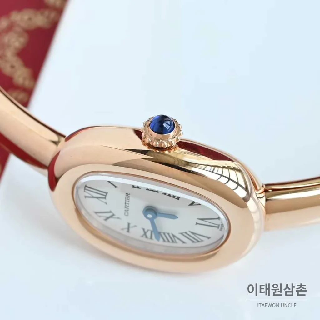 까르띠에 베누아 브레이슬릿 골드 로즈골드 타원형 화이트다이얼 블루핸즈 쿼츠 24.6mm (2)