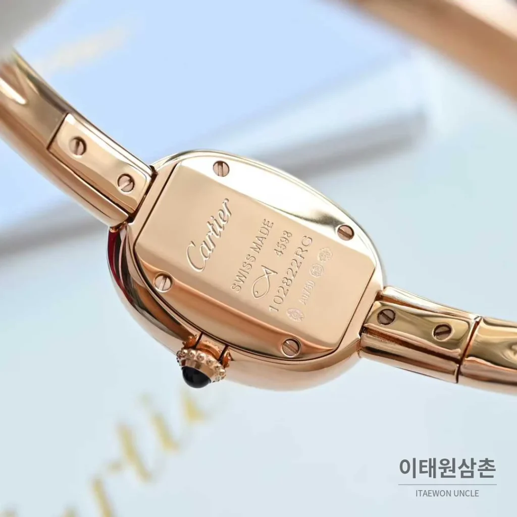 까르띠에 베누아 브레이슬릿 골드 로즈골드 타원형 화이트다이얼 블루핸즈 쿼츠 24.6mm (2)