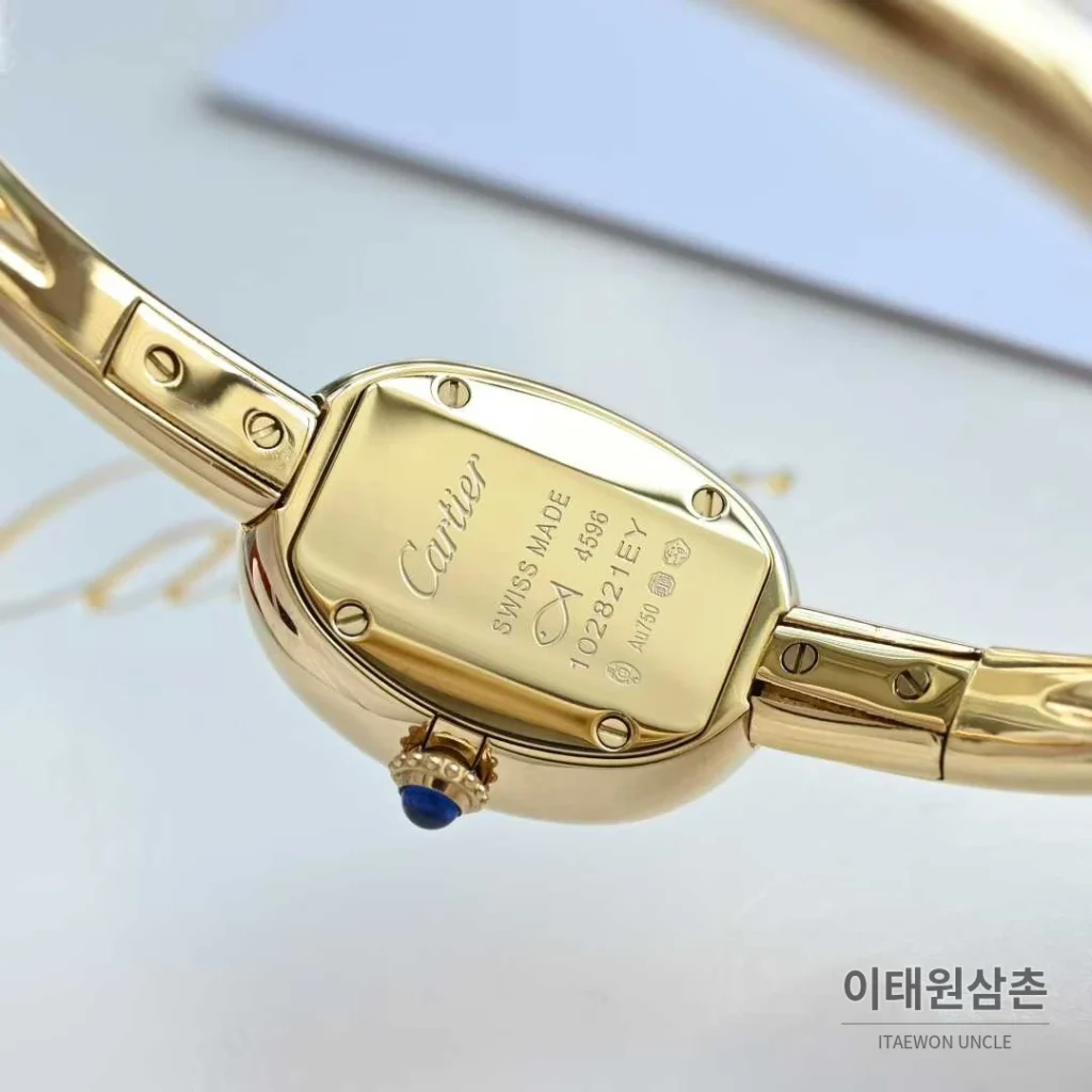 까르띠에 베누아 브레이슬릿 골드 로즈골드 타원형 화이트다이얼 블루핸즈 쿼츠 24.6mm