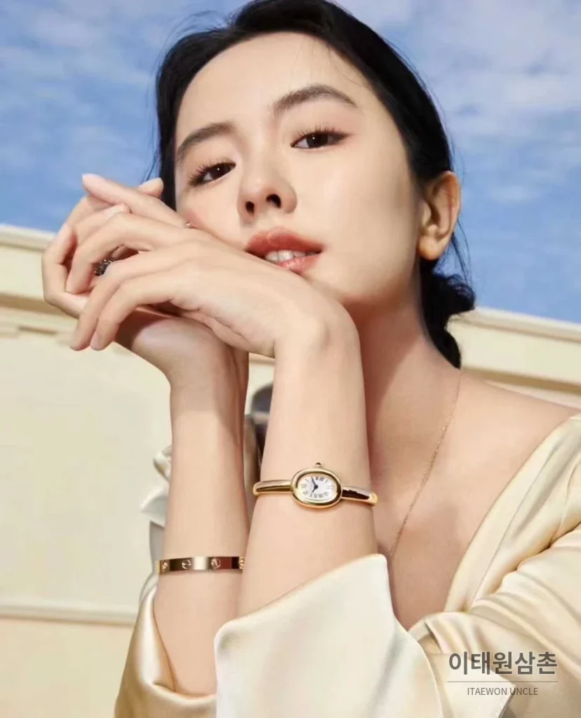 까르띠에 베누아 브레이슬릿 골드 로즈골드 타원형 화이트다이얼 블루핸즈 쿼츠 24.6mm (2)