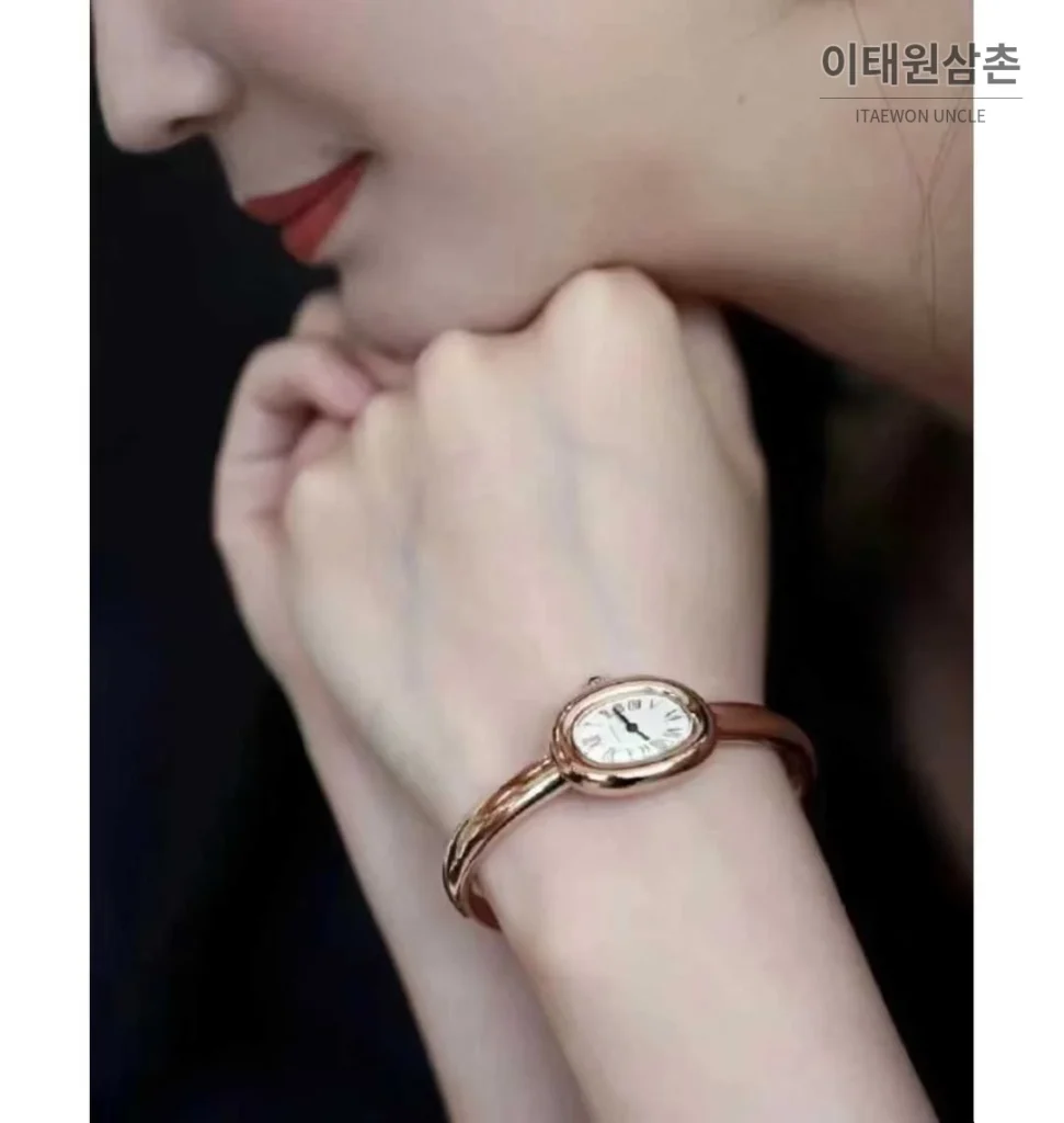 까르띠에 베누아 브레이슬릿 골드 로즈골드 타원형 화이트다이얼 블루핸즈 쿼츠 24.6mm (2)