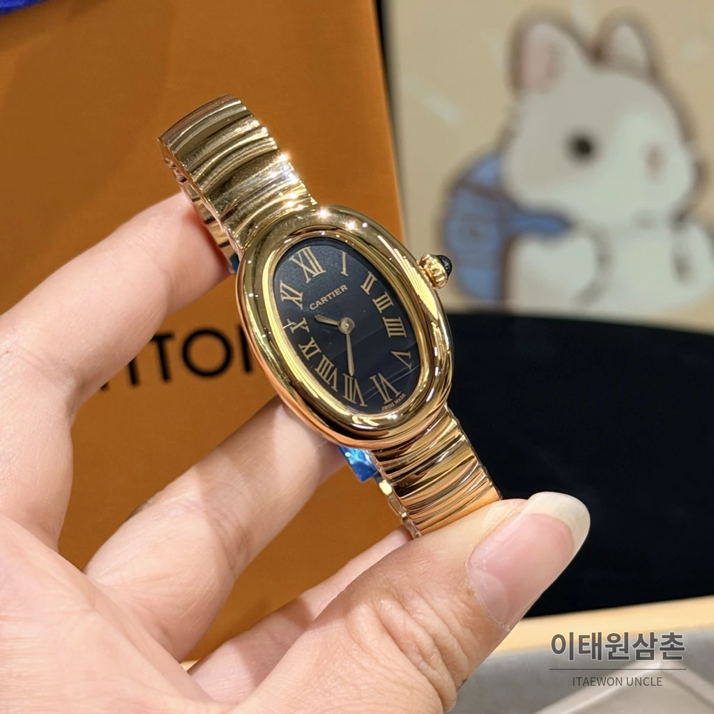 까르띠에 베누아 스틸 실버다이얼 블루핸즈 여성 시계 32mm