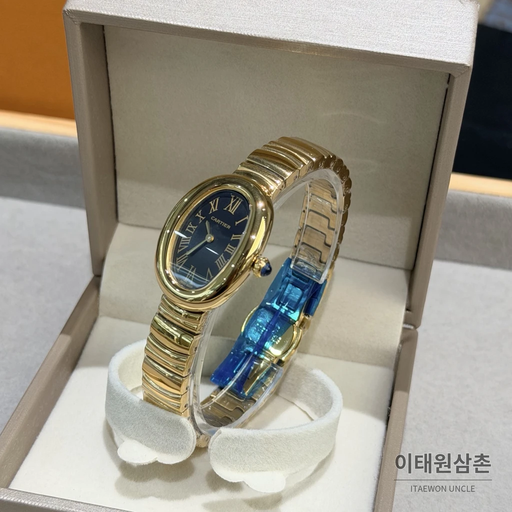 까르띠에 베누아 스틸 실버다이얼 블루핸즈 여성 시계 32mm
