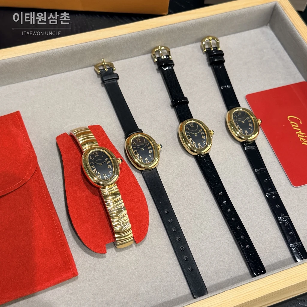 까르띠에 베누아 스틸 실버다이얼 블루핸즈 여성 시계 32mm