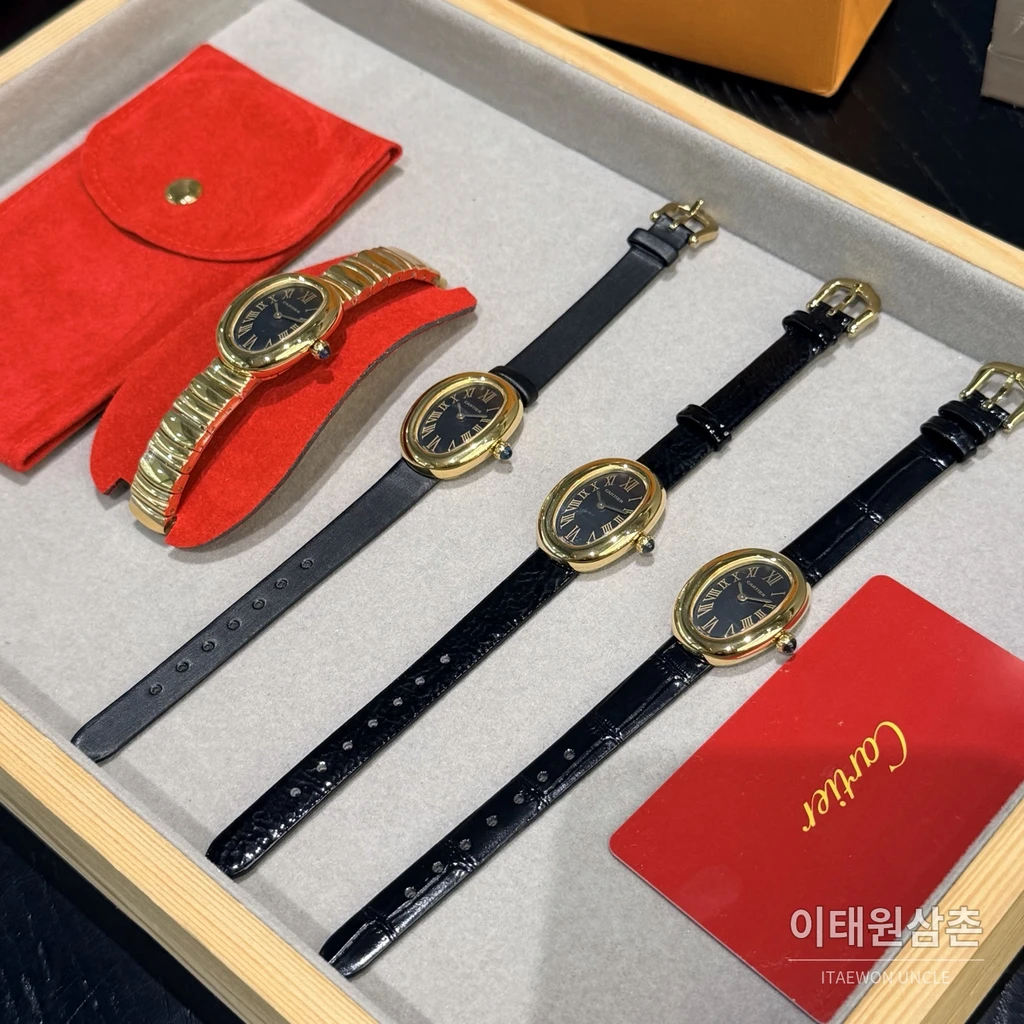 까르띠에 베누아 스틸 실버다이얼 블루핸즈 여성 시계 32mm