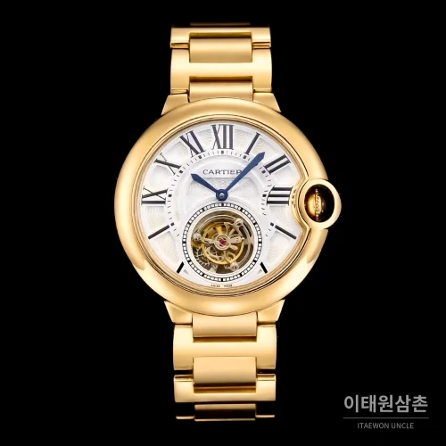 까르띠에 발롱블루 드 까르띠에 투르비용 로마다이얼 오토매틱 42mm 골드 브레이슬릿 까르띠에 발롱블루 드 까르띠에 투르비용 로마다이얼 오토매틱 42mm 골드 브레이슬릿