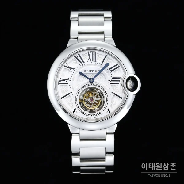 까르띠에 발롱블루 드 까르띠에 투르비용 로마다이얼 오토매틱 42mm 스틸 브레이슬릿 까르띠에 발롱블루 드 까르띠에 투르비용 로마다이얼 오토매틱 42mm 스틸 브레이슬릿