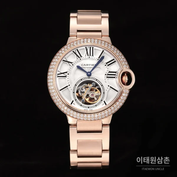 까르띠에 발롱블루 드 까르띠에 투르비용 로마다이얼 오토매틱 42mm 로즈골드 브레이슬릿 까르띠에 발롱블루 드 까르띠에 투르비용 로마다이얼 오토매틱 42mm 로즈골드 브레이슬릿
