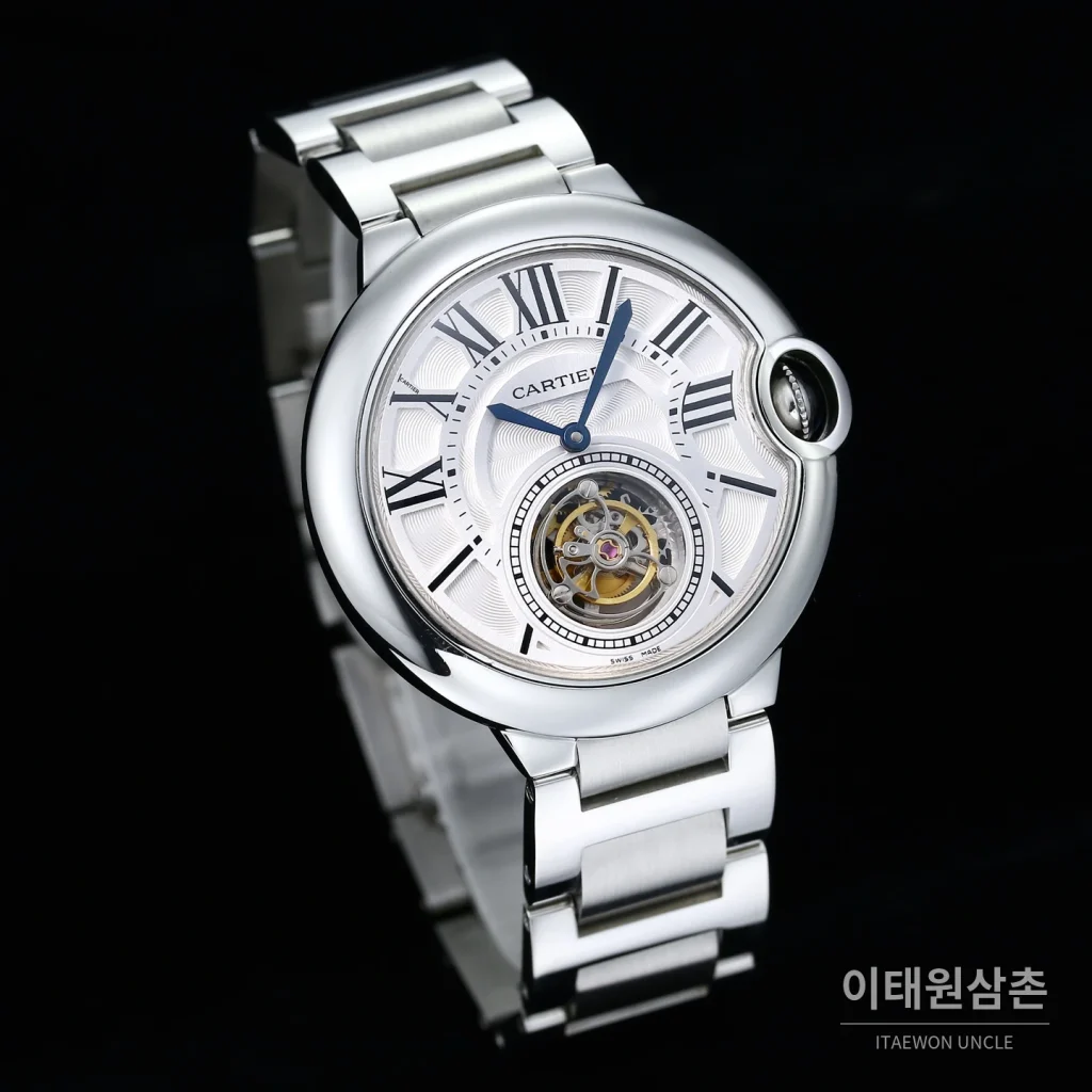 까르띠에 발롱블루 드 까르띠에 투르비용 로마다이얼 오토매틱 42mm 스틸 브레이슬릿