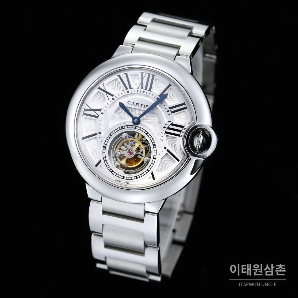 까르띠에 발롱블루 드 까르띠에 투르비용 로마다이얼 오토매틱 42mm 스틸 브레이슬릿