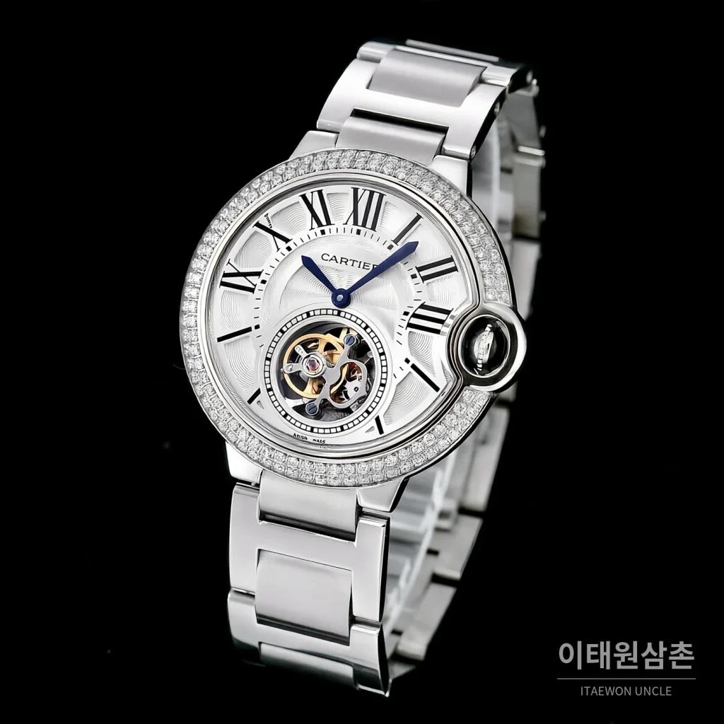 까르띠에 발롱블루 드 까르띠에 투르비용 로마다이얼 오토매틱 42mm 로즈골드 브레이슬릿