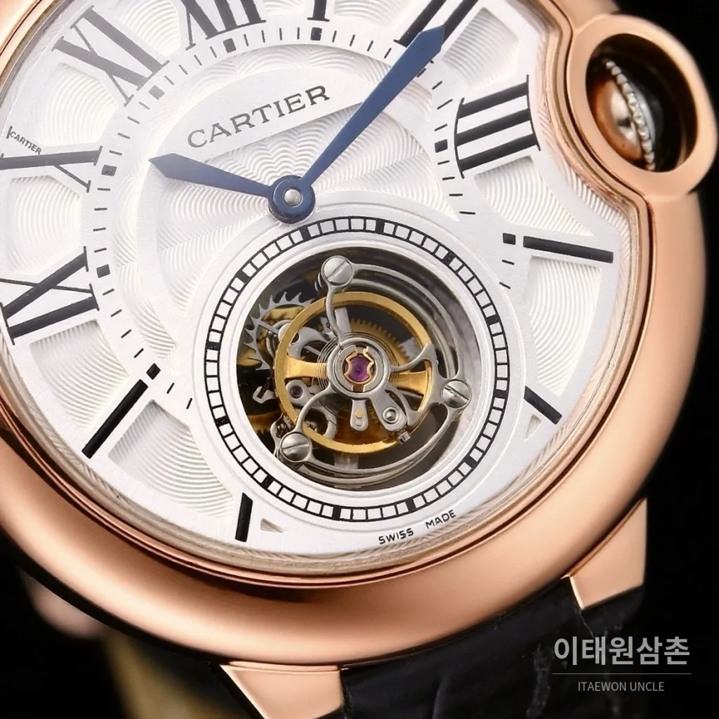 까르띠에 발롱블루 드 까르띠에 투르비용 로마다이얼 오토매틱 42mm 골드 브레이슬릿