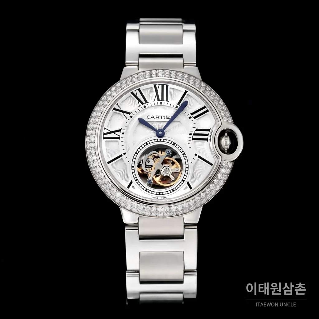까르띠에 발롱블루 드 까르띠에 투르비용 로마다이얼 오토매틱 42mm 로즈골드 브레이슬릿