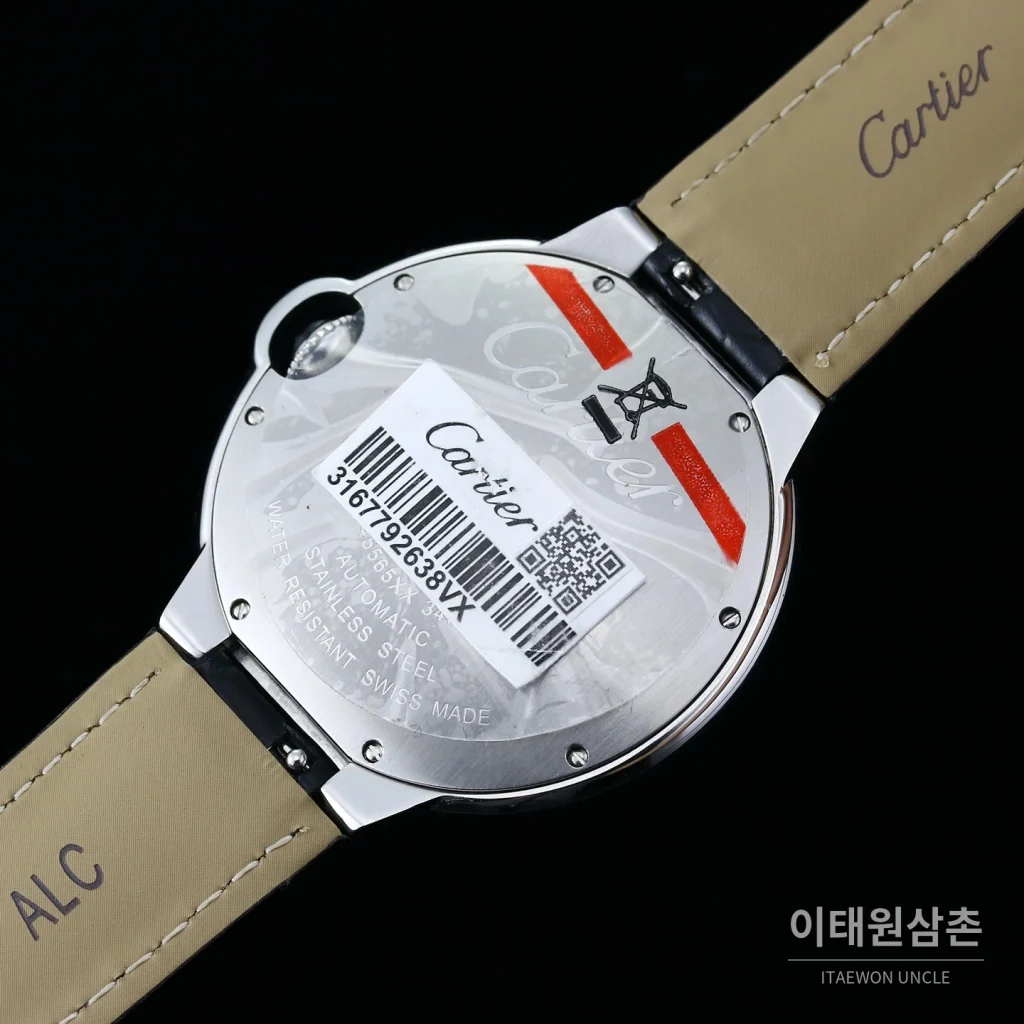 까르띠에 발롱블루 드 까르띠에 투르비용 로마다이얼 오토매틱 42mm 블랙 가죽 스트랩
