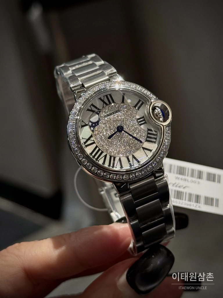 까르띠에 발롱블루 다이아몬드베젤 레더 여성용 쿼츠시계 36mm
