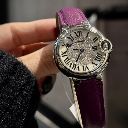 까르띠에 발롱블루 다이아몬드세팅 레더 여성용 쿼츠시계 36mm