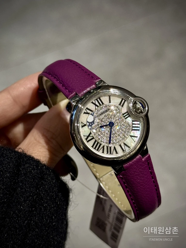 까르띠에 발롱블루 다이아몬드세팅 레더 여성용 쿼츠시계 36mm