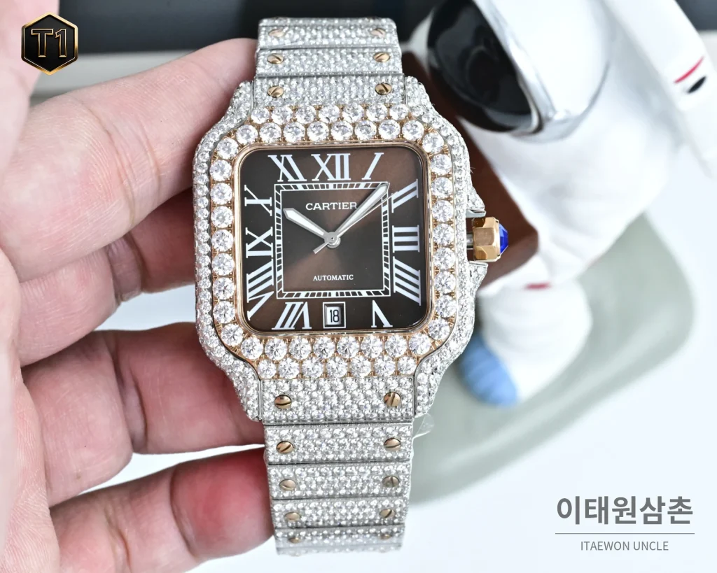 까르띠에 발롱블루 모아사나이트 풀파베 오토매틱 42mm 실버 (2)