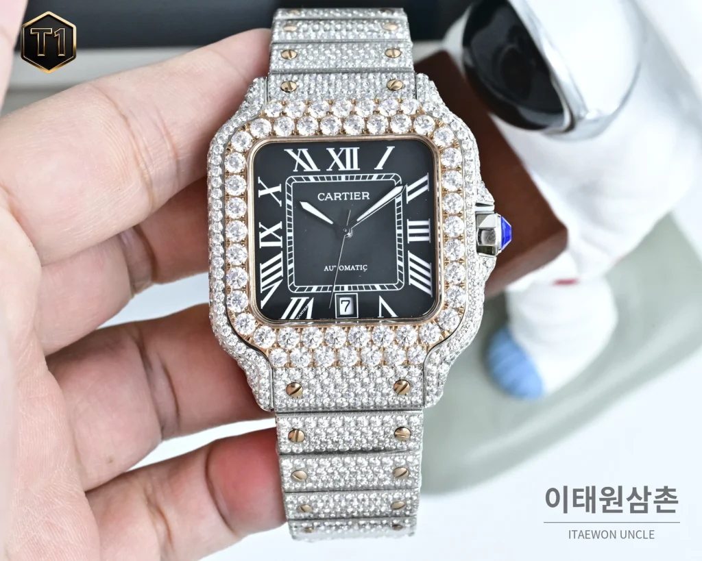 까르띠에 발롱블루 모아사나이트 풀파베 오토매틱 42mm 실버