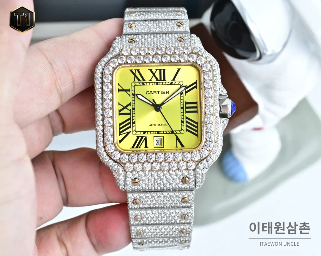 까르띠에 발롱블루 모아사나이트 풀파베 오토매틱 42mm 실버