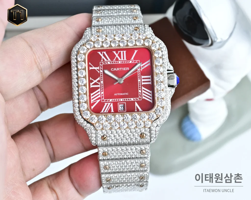 까르띠에 발롱블루 모아사나이트 풀파베 오토매틱 42mm 실버