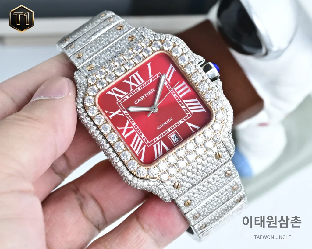 까르띠에 발롱블루 모아사나이트 풀파베 오토매틱 42mm 실버