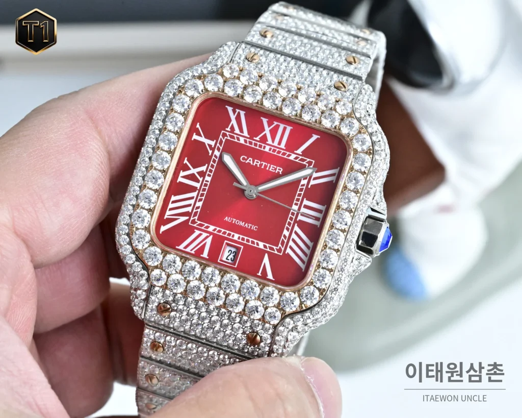 까르띠에 발롱블루 모아사나이트 풀파베 오토매틱 42mm 실버