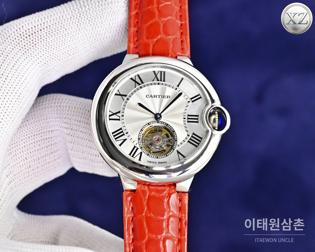 까르띠에 발롱 블루 자개 로마인덱스 여성용 투르비용 39mm