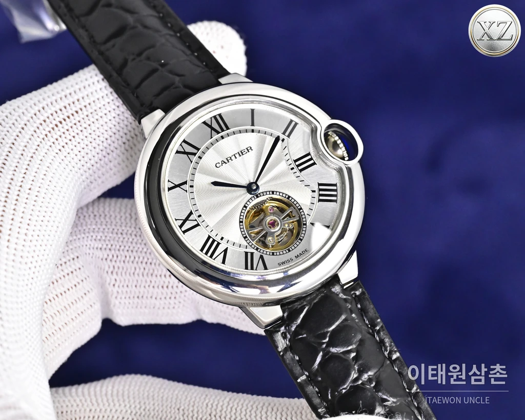 까르띠에 발롱 블루 자개 로마인덱스 여성용 투르비용 39mm