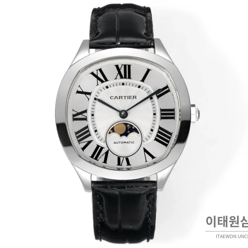 까르띠에 드라이브 드 까르띠에 오토매틱 블루 블랙 가죽 스트랩 까르띠에 드라이브 드 까르띠에 오토매틱 블루 블랙 가죽 스트랩