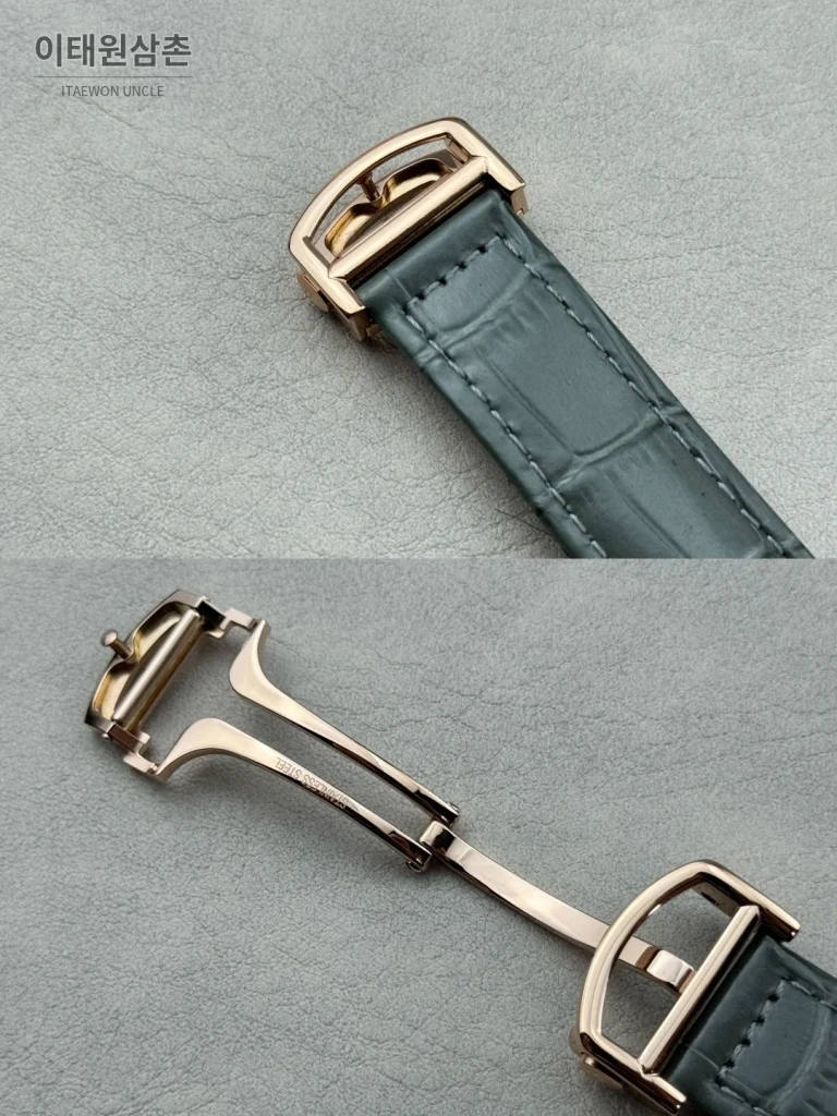 까르띠에 런던 오토매틱 40mm 화이트 다이얼 그린 가죽 스트랩