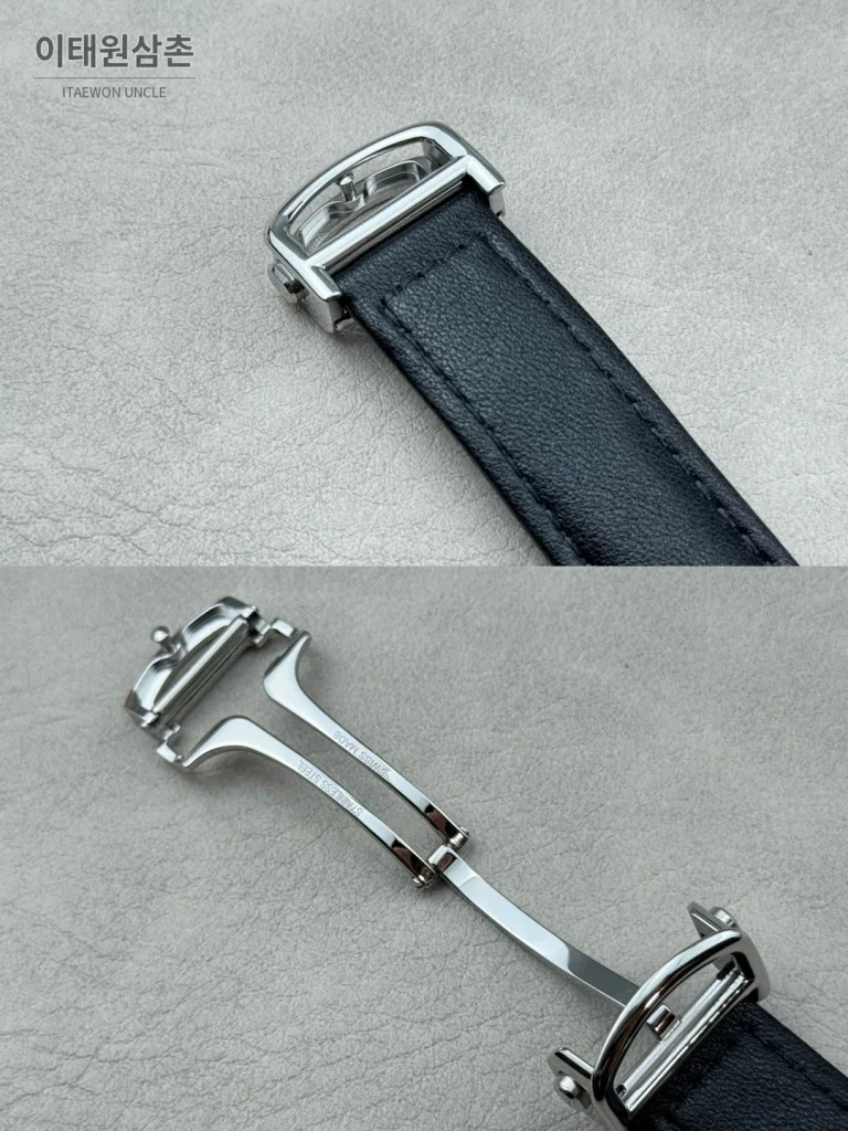 까르띠에 런던 오토매틱 40mm 화이트 다이얼 블랙 가죽 스트랩