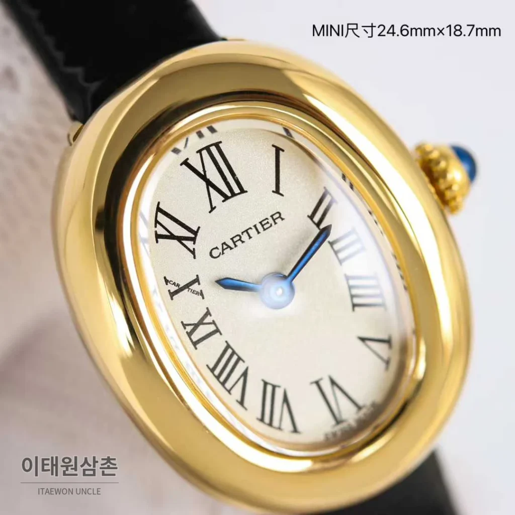 까르띠에 베누아 미니 스틸 화이트다이얼 로만인덱스 블루핸즈 쿼츠 24.6mm (2)