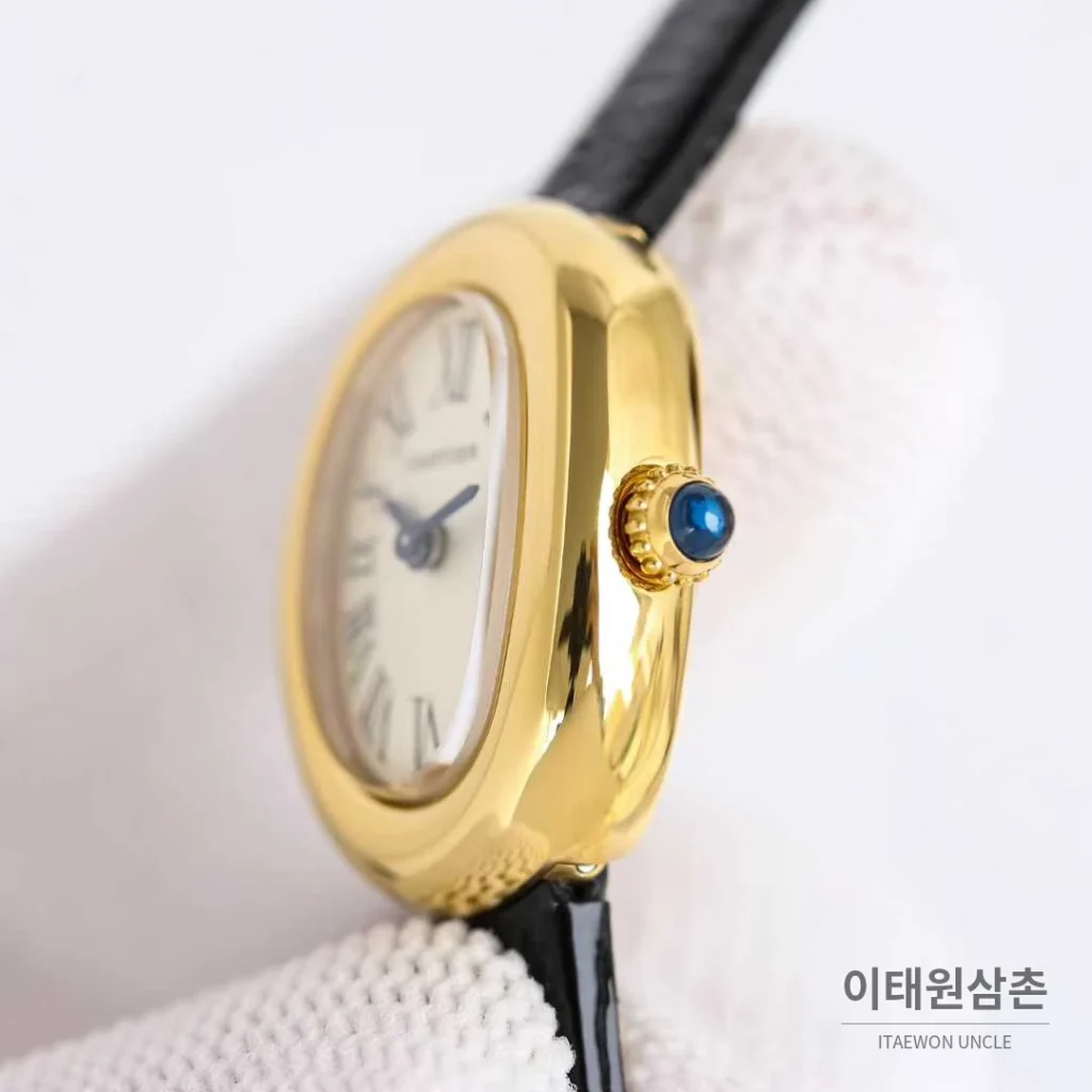 까르띠에 베누아 미니 스틸 화이트다이얼 로만인덱스 블루핸즈 쿼츠 24.6mm (2)