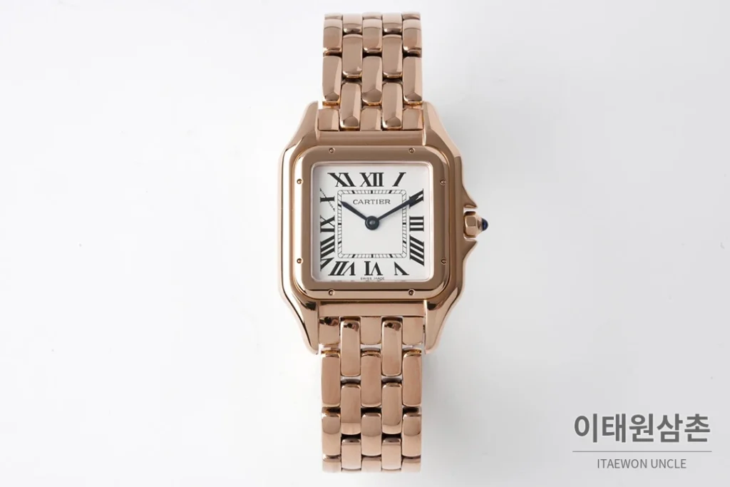 까르띠에 팬더 스틸 실버다이얼 쿼츠 워치 37mm 로즈골드 브레이슬릿