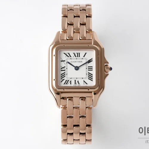 까르띠에 팬더 스틸 실버다이얼 쿼츠 워치 37mm 로즈골드 브레이슬릿 까르띠에 팬더 스틸 실버다이얼 쿼츠 워치 37mm 로즈골드 브레이슬릿
