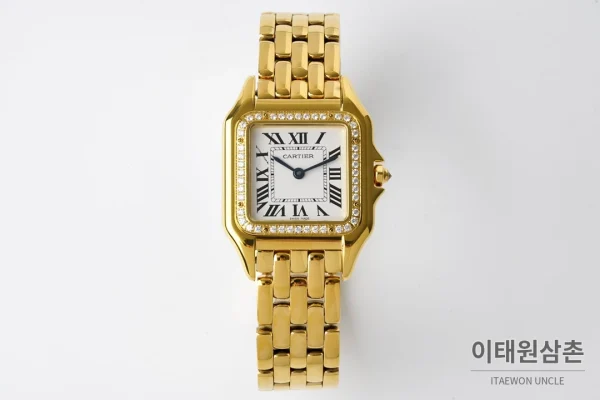 까르띠에 팬더 스틸 쥬얼 실버다이얼 쿼츠 워치 37mm 골드 브레이슬릿