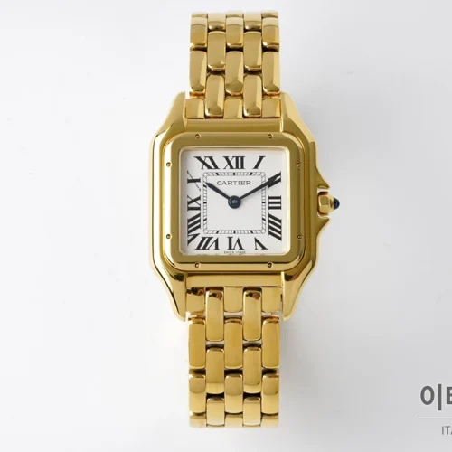 까르띠에 팬더 스틸 실버다이얼 쿼츠 워치 37mm 골드 브레이슬릿 까르띠에 팬더 스틸 실버다이얼 쿼츠 워치 37mm 골드 브레이슬릿